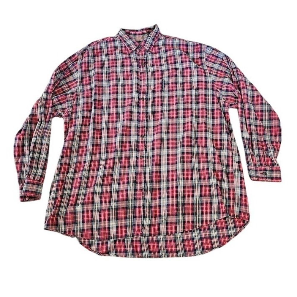 VTG 90s Abercrombie & Fitch The Big Shirt Men XXL Red Plaid Flannel Button Down